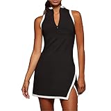 Doomiva Women Tennis Dress Sleeveless Golf Dress Badminton Athletic Side Split Above Knee Length Dre