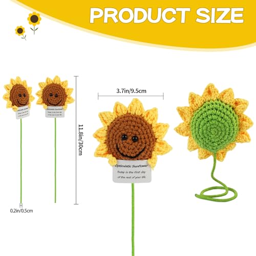 Image of Hoedia Handmade Emotional Pickle Gift, Cucumber Crochet Doll Inspirational Gifts with Cards, Cute Knitted Funny Support Pickle Potato Friend Birthday (Sunflower)