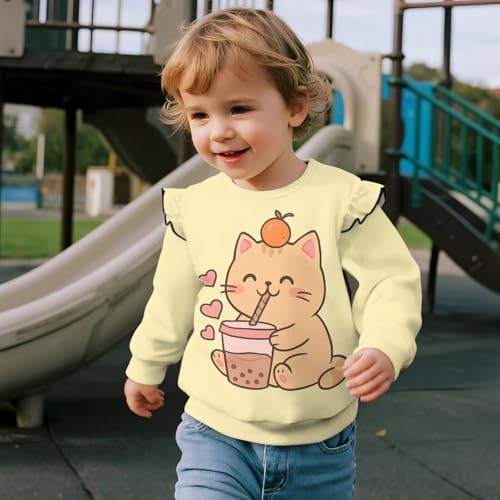 DISNIMO Sweatshirt Kids Long Sleeve Shirts Girls Crewneck Sweatshirts Ruffle Pullover Fall Clothes Outfit3