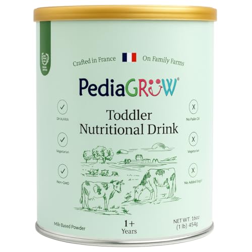 PediaGROW Toddler Nutritional Milk Powder, Made in France, Grass-Fed Milk with Essential Nutrients, DHA, Iron & Protein, Supports Growth, Non-GMO, Great for Shakes - Picky Eaters, 1-4+ Years