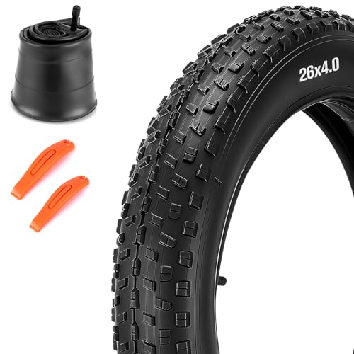 1 Pack 26x4.0 Fat Bike Tires for Ebike and MTB High-Performance 26x4 Fat Tires Set with 26x4 Tire Tubes Heavy Duty 26 x 4 Fat Bike Tires Durable All-Terrain