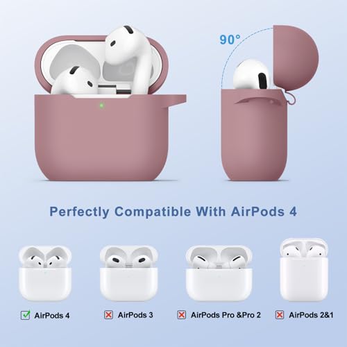 Image of Tobfit Case for AirPods 4 Case Cover 2024 with Lanyard & Keychain, Soft Silicone Protective Case for Apple AirPods 4th Generation, Full Protection, Support Wireless Charging, Bean Paste