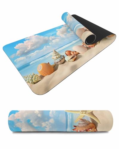 Debedcor Heat Proof Table Pads Waterproof Decorative, Summer Beach Non-Slip Table Countertop Protector, Coastal Conch Ocean Shell Insulation Mat for Kitchen Room, 40 x 12 Inches