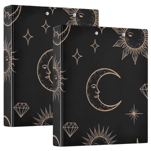 Classeur 3 anneaux 3,8 cm motif soleil céleste avec presse-papiers pour bureau