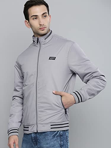 Image of The Indian Garage Co Men Slim Fit Solid Bomber Jackets