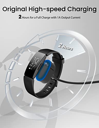 Image of Sinoacc Charger for Fitbit Inspire HR, Ace 2 - Fast Charging Replacement USB Cable Dock Stand (3.3ft /1m)