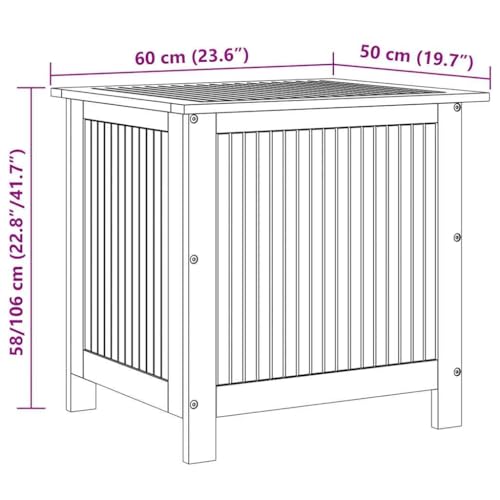 vidaXL Akazienholz Massiv Garten Aufbewahrungsbox Auflagenbox Gartentruhe Kissenbox Gartenbox Kissentruhe Gartentruhe Truhe 60x50x58cm - 3