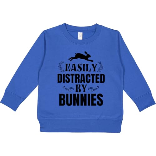 inktastic Easily Distracted By Bunnies Toddler Sweatshirt 2T Royal 3ab5b