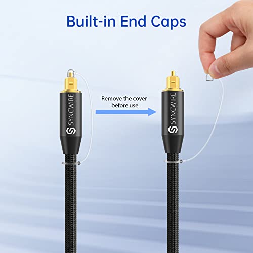 Syncwire Digital Optical Audio Cable 10 Feet, [24K Gold-Plated, Durable Nylon] Fiber Optic Toslink Cord Compatible With Sound Bar, Home Theater, Tv, Playstation, Samsung Black #TOP3