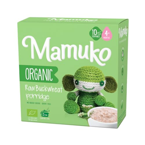MAMUKO Organic Raw Buckwheat Porridge - High Fiber Porridge with No Added Sugar, Milk & Preservatives - Vegan Porridge Ideal for Little Ones from 4+ Months - (200g - 10 Servings)