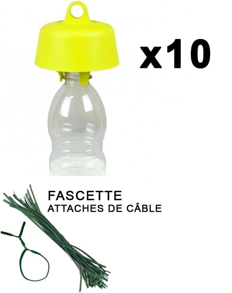 TAP-TRAP® giallo - 10 tappi trappola originali, la vera esca ecologica + legacci da giardino per appenderli (10 pz giallo)