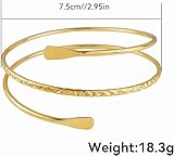 Gold Upper Arm Cuff Bracelet, Adjustable Swirl Armlet Bangle for Women Girls, Anniversaries, Mother Day or Christmas - Image 2