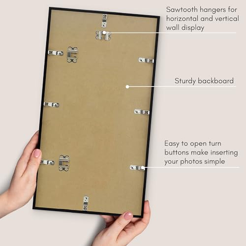 Americanflat 11x20 Picture Frame with Polished Plexiglass - Streamline Collection - Thin Border Picture Frame for Wall Display - Hanging Hardware Included - Black