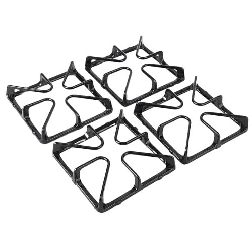 Upgraded WB31K10034 Stove Burner Grate Replacement Parts for GE, Comes with Grate Rubber Feets Compatible with GE Gas Range Stove, 8.5\"×8.5\" GE Stove Surface Top Porcelain Cast Iron Grate - 4 Pcs