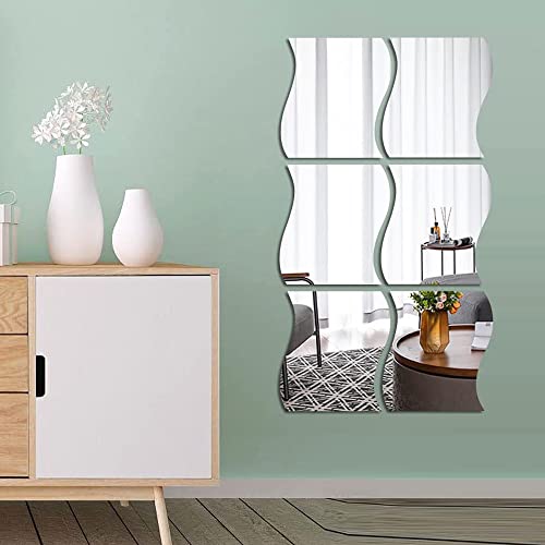 SSyang 12 Pièces DIY Decal Miroir de Style,Miroirs Autocollants Muraux Ondulés en Acrylique,3D Muraux Ondulés,Décoration Murale,Miroir Autocollant Mural,pour Décoration Bureau Maison Chambre Le Salon