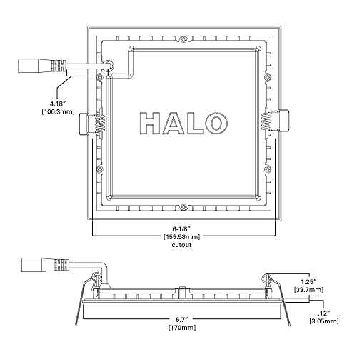 Halo 6 Inch Square Recessed Led Ceiling & Shower Light – Canless Wafer Downlight– 2700K/3000K/3500K/4000K/5000K Selectable– White #TOP2