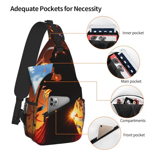 Sling bag para viaje y senderismo unisex casual negro miniatura 5