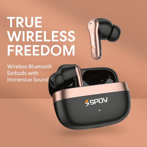 Image of SPOY Prime N100 Wireless Earbuds, Bluetooth 5.4, True Wireless (Charcoal Black)