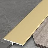 Fußboden Leisten aus Aluminium 90cm* 3 Stück Uebergangsleisten T-Profil Türleiste Boden Türübergangsschiene, Türschwellen Leiste, Übergangsprofil Bodenleisten Abdeckleisten(Gold,W1.2cm)