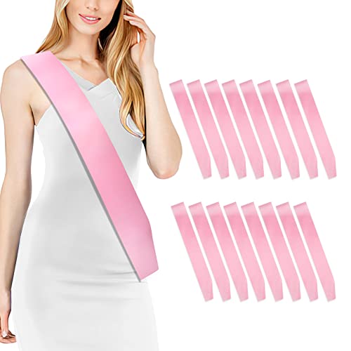 16 Pcs Sash Blank Satin Sash Light Pink Sash Party, Bride To Be Sash