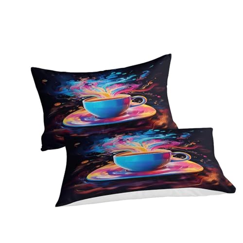 Housse de couette café 3D 200x200cm avec taies en microfibre douce