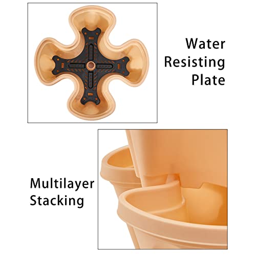 1Pcs Four-Petal Flower Pots, Multi-Layer Superimposed Planters For Indoor Plants Railing Planter Yard Garden Rustic Farmhouse Decor For Outside Window Boxes Planters Cute Stuff Birthday Gifts (Red) #TOP3