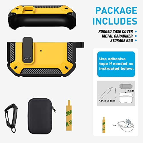 Maxjoy For Airpods Pro Case Cover With Lock, Airpods Pro 1St Generation Case For Men Military Rugged Protective Cover With Keychain Compatible With Apple Airpods Pro 2019 Front Led Visible, Yellow #TOP5