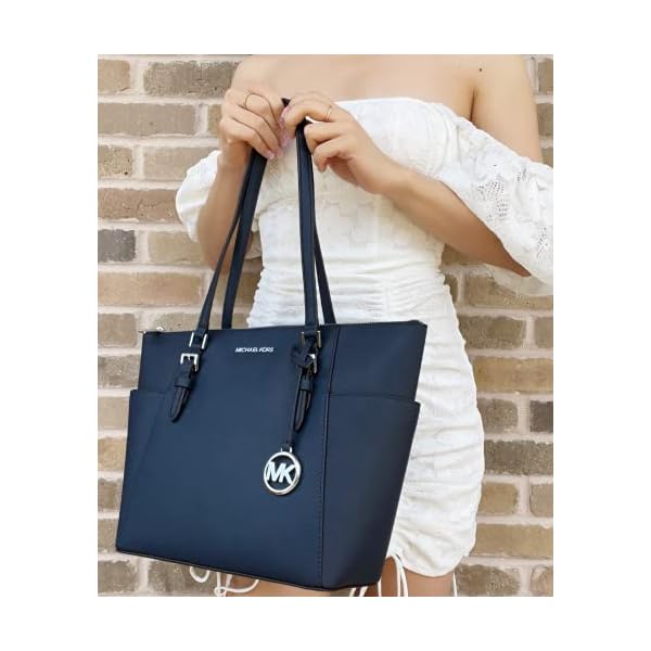 Michael-Kors-Charlotte-Large-Top-Zip-Tote Michael Kors Charlotte Large Top Zip Tote (Navy/Silver Hardware)