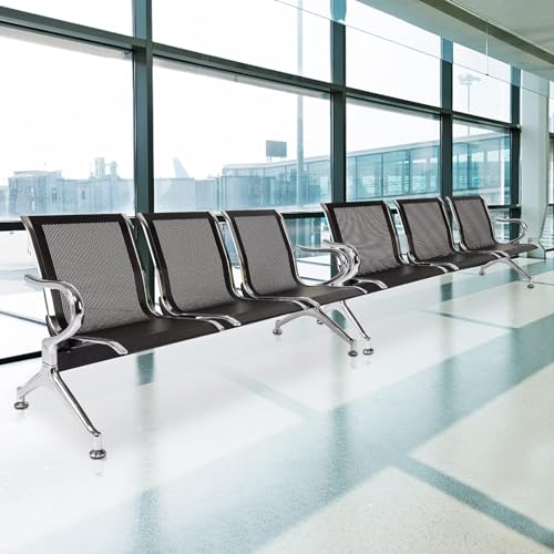 Chaises de réception d'aéroport en acier robuste et finitions chromées chic