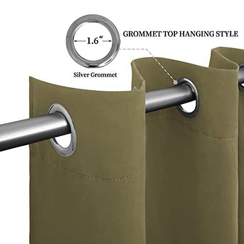 Image of Easy-Going Blackout Curtains for Bedroom, Solid Thermal Insulated Grommet and Noise Reduction Window Drapes, Room Darkening Curtains for Living Room, 2 Panels (52x84 in,Khaki)