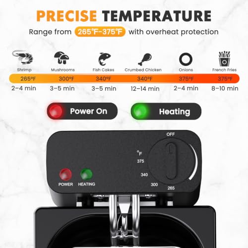 Image of NEWBULIG Deep Fryer with Basket, 3 Liter Electric Deep Fryer with 1500W Power, Adjustable Temperature, Lid with Viewing Window for Fried Chicken, Shrimp, French Fries, Silver