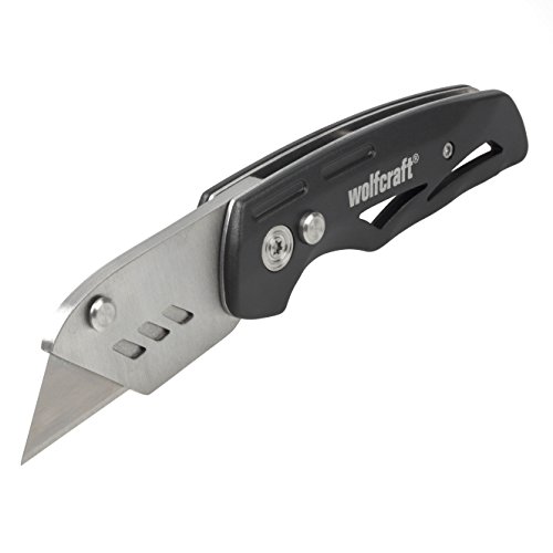 wolfcraft Freizeitmesser mit klappbarer Trapezklinge I 4104000 I Klappmesser für Freizeit, Hobby und Camping