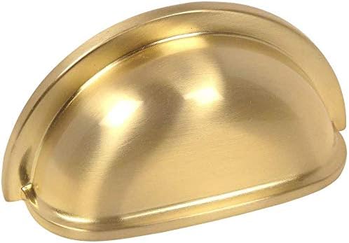 10 Pack - Cosmas 4310BB Brushed Brass Cabinet Hardware Bin Cup Drawer Handle Pull - 3" Inch (76mm) Hole Centers