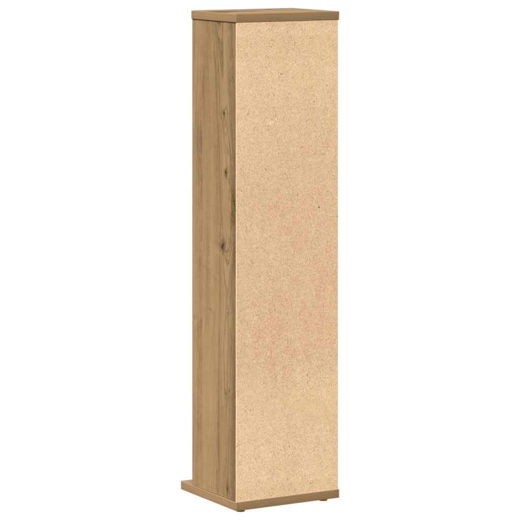 Scaffale per CD in legno di quercia Artisan, 21 x 20 x 88 cm, con 6 scomparti per CD, DVD, supporto per vetrina, libreria