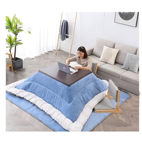 Appleya Kotatsu Table Set, 5pcs, Japanese Kotatsu Table with Heater and Blanket, Azure, 31.5 * 31.5 * 17.7 inches