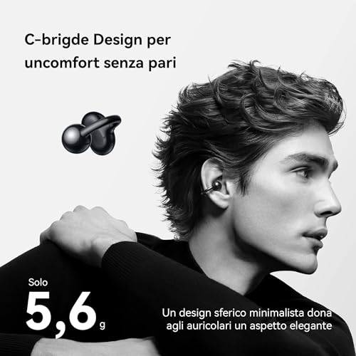 FreeClip Innovative Clip Design for Unparalleled Comfort, Listen with Open-Ear, AI Noise Cancellation for Calls, Long Battery Life, Android & iOS, Italy, Black - Gadget - Immagine 1