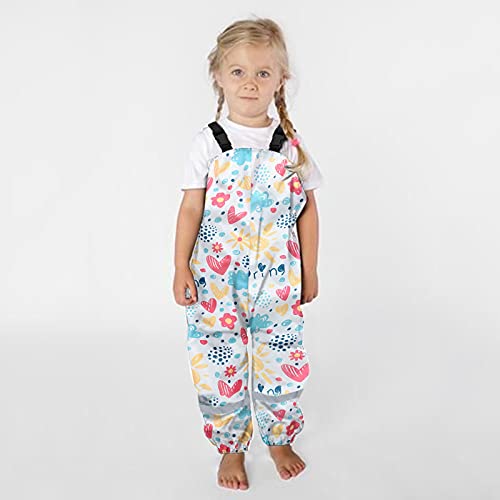 Kids Toddler Waterproof Rain Bib Pants Boys Girls Cute Colorful Cartoon Print Suspender Muddy Play Overalls Rainwear2