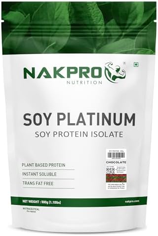 NAKPRO NUTRITION 100% Soy Protein Isolate | Chocolate - 500g | 27.87g Protein |Plant Based Protein Powder