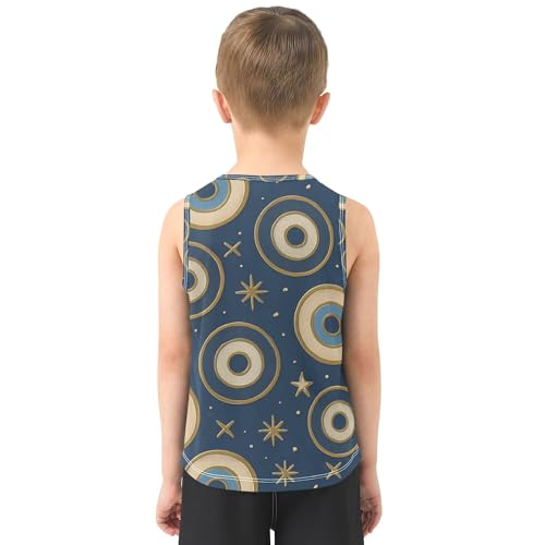 JUNZAN North African Evil Eye Navy Tank Top for Children Sleeveless Teens Vest Workout Shirts for Basketball Sports Beach 3T3