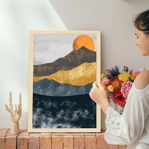 Image of ArtX Paper Modern Art Wall Painting For Living Room, Drawing Room Decoration Big Size, Sunrise Framed Painting for Wall Decoration, Wall Decor For Bedroom, Multicolor, 36.0 x 18.0 inches, Set Of 3
