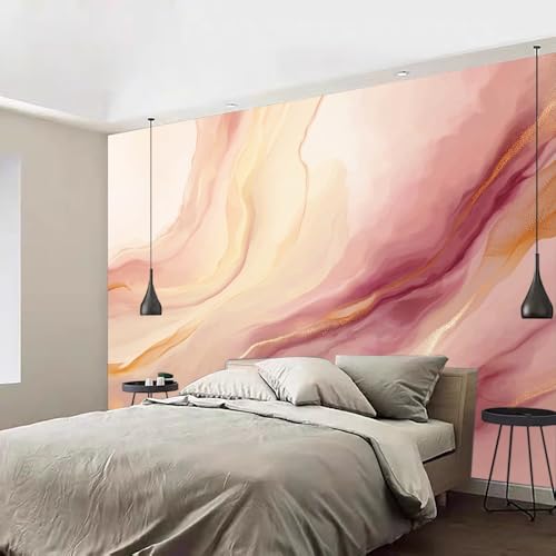 Papier peint intissé rose marbre pour masquer défauts mur