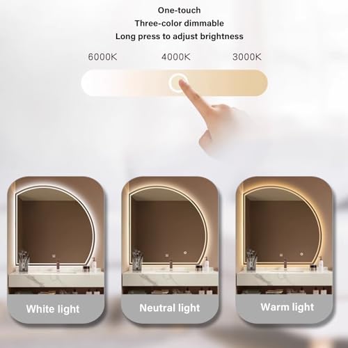 Miroir LED demi-lune anti-buée à intensité variable 50 cm - 4