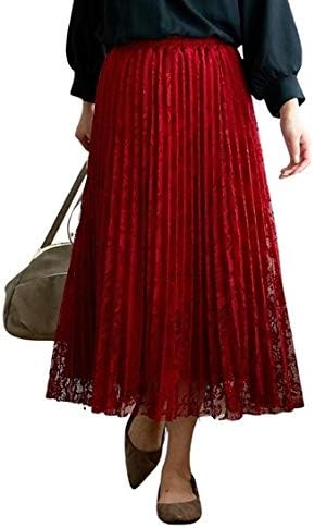 Amazon スカート Nissen ニッセン ゆったりワンサイズ レースプリーツスカート 赤 S Ll スカート 通販