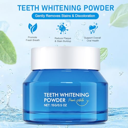 teeth whitening powder- advanced whitens teeth removes stubborn stains protects enamel freshens breath and promotes overall oral health reveal your brightest smile