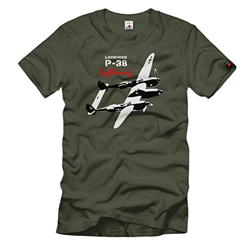 T-shirt Lightning P 38 Usa vert grande taille XXXL pour amateur d'aviation militaire