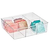 mDesign Plastic 6 Compartment Dresser Drawer Divided Organizer Bin for Scarves, Socks, Bras, Hair Ties, Belts, Underwear - Closet Shelf Storage Organization, Lumiere Collection, Clear