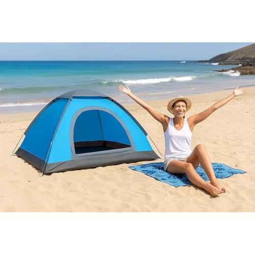 Image of 4 Person Picnic Hiking Camping Portable Waterproof Dome Tent for 2 Person Waterproof with Bag (Multicolor) (A3)