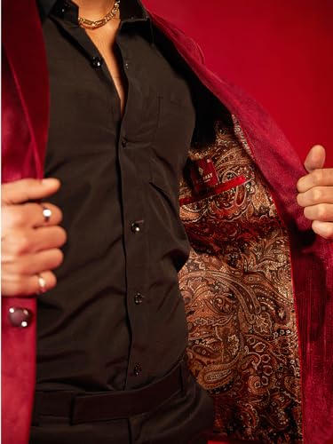 Image of VASTRAMAY mens VASTRAMAY Men's Maroon Velvet Blazer VSHRMCT025MA 40