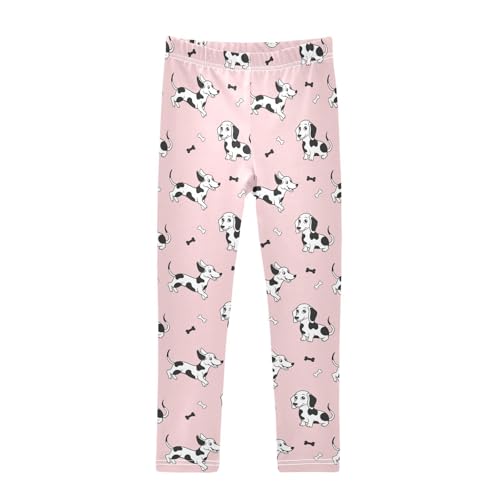 CaTaKu Girls Leggings Cute Dalmatian Dog Bone Leggings for Girls Kids Athletic Workout Yoga Pants Size 4-10T