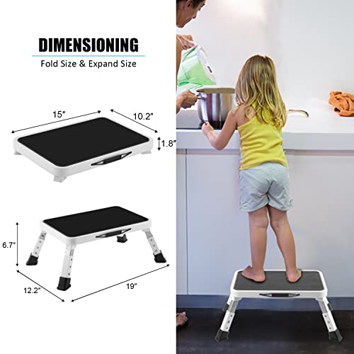 Jocauto Folding Step Stool, Height-Adjustable Step Stool with Non-Slip Platform, Step Ladder for Adults or Kids in Kitchen, Home, 330 Lbs Capacity by Jocauto - Image 5